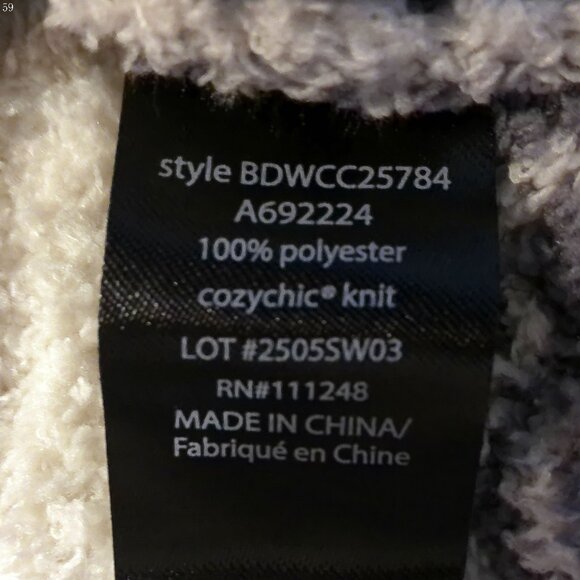 BAREFOOT DREAMS COZYCHIC NWTLong Sleeve Cowl Neck Cream w/Gray Stripe Sweater XL - Picture 9 of 9